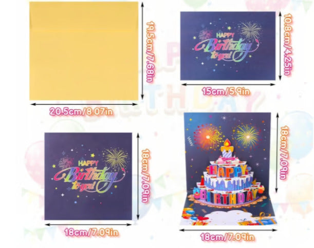 3D Musical Birthday Card with Lights, Music & Pop-Up Fireworks