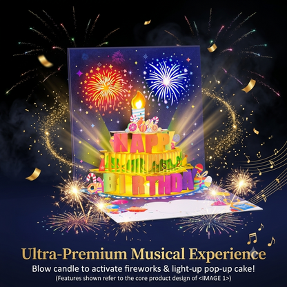 3D Musical Birthday Card with Lights, Music & Pop-Up Fireworks